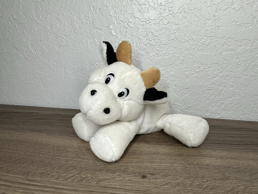 Novelty INC Bean Bag Plush Cow Floppy Black & White Plastic Eyes 7” Tail Floppy